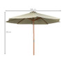 Parasol met houten stok - groen - ⌀300x250 cm