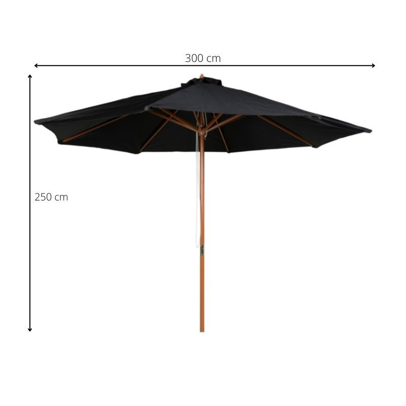 Parasol met houten stok - - ⌀300x250 cm | Xenos