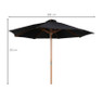 Parasol met houten stok - zwart - ⌀300x250 cm