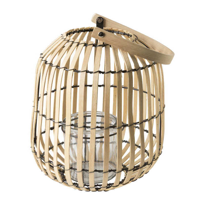 Lantaarn bamboe rond - naturel - ø21x23 cm