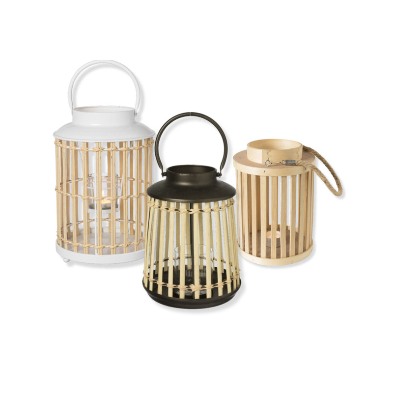 Lantaarn bamboe - ø16x23 cm