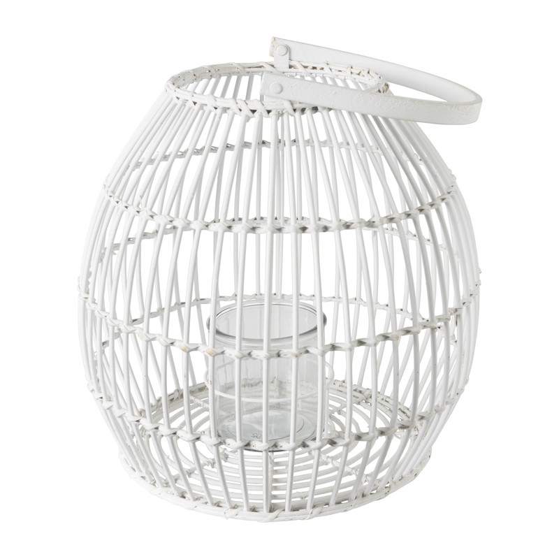 Lantaarn rotan - wit - 67x34x62 cm
