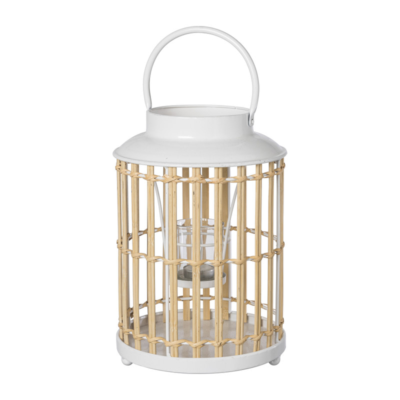 Lantaarn rotan - wit - ø20x30 cm 