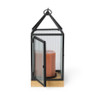 Lantaarn geribbeld - glas/ijzer - 30x13x13 cm