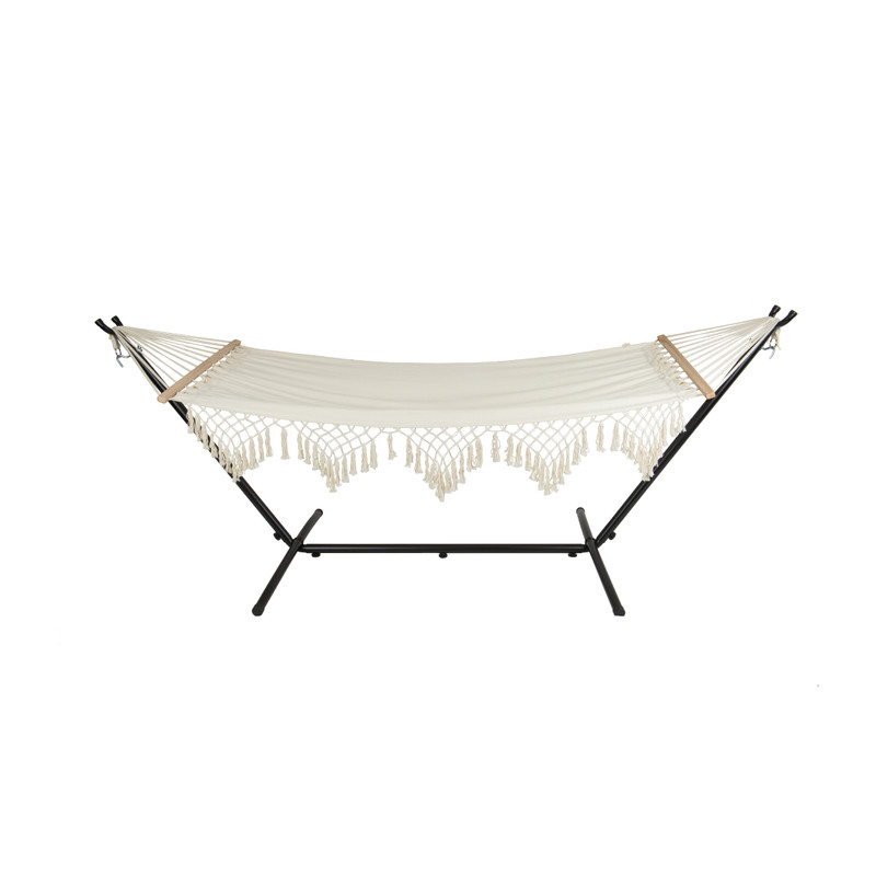 Hangmat met franjes - naturel - 100x200 cm