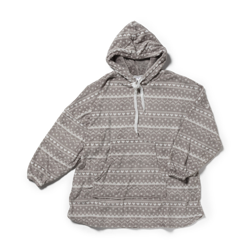 Oversized hoodie - print grijs - one size