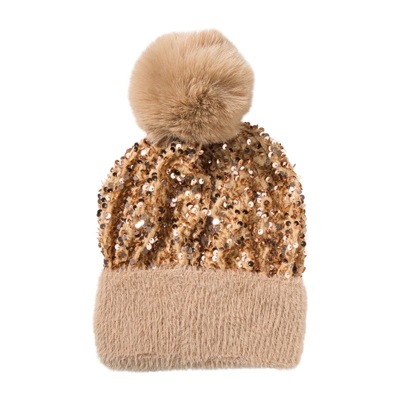 Muts glitter - champagnekleurig