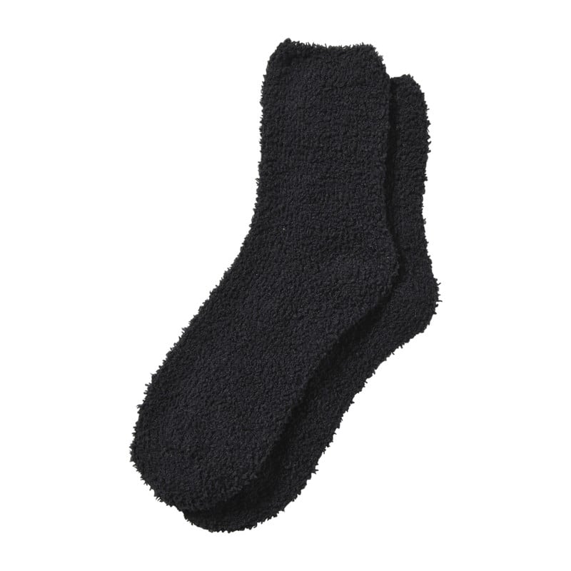 Huissok fluffy - zwart - one size 