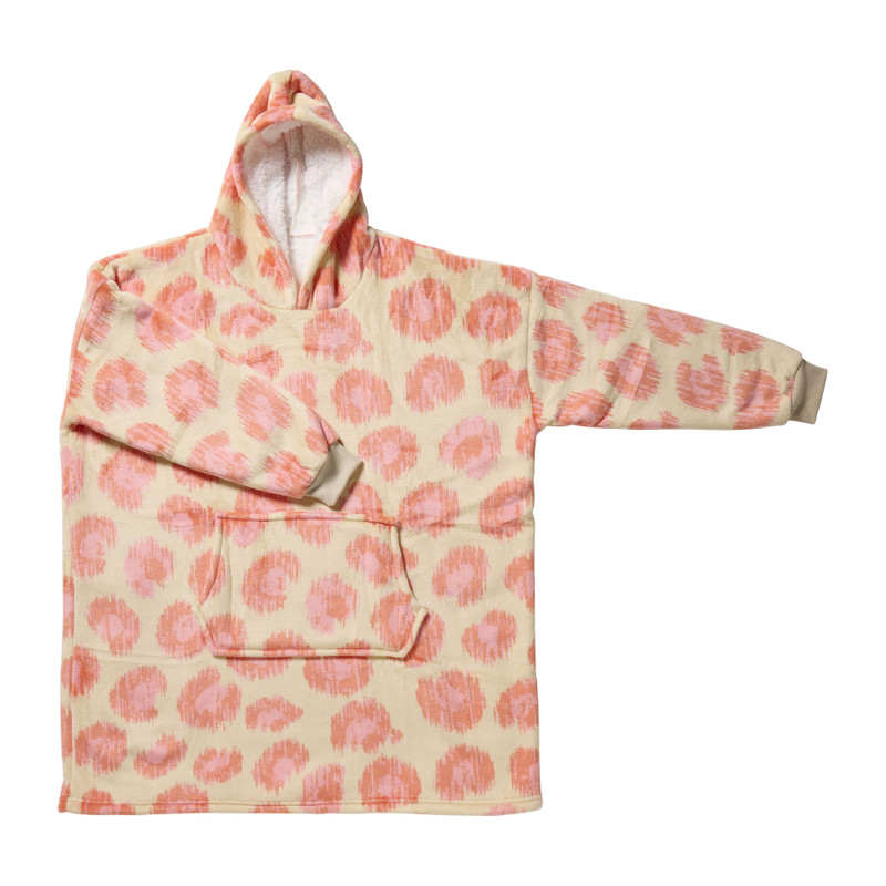 Oversized hoodie luipaard beig - beige - 76x90 cm