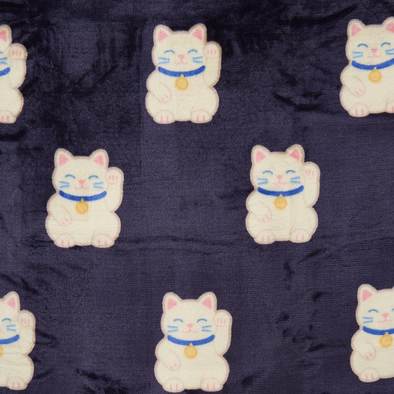 Oversized hoodie lucky cat - blauw - 76x90 cm