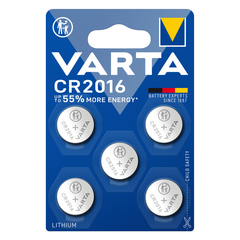 Varta knoopcel batterijen - CR2016 - set van 5