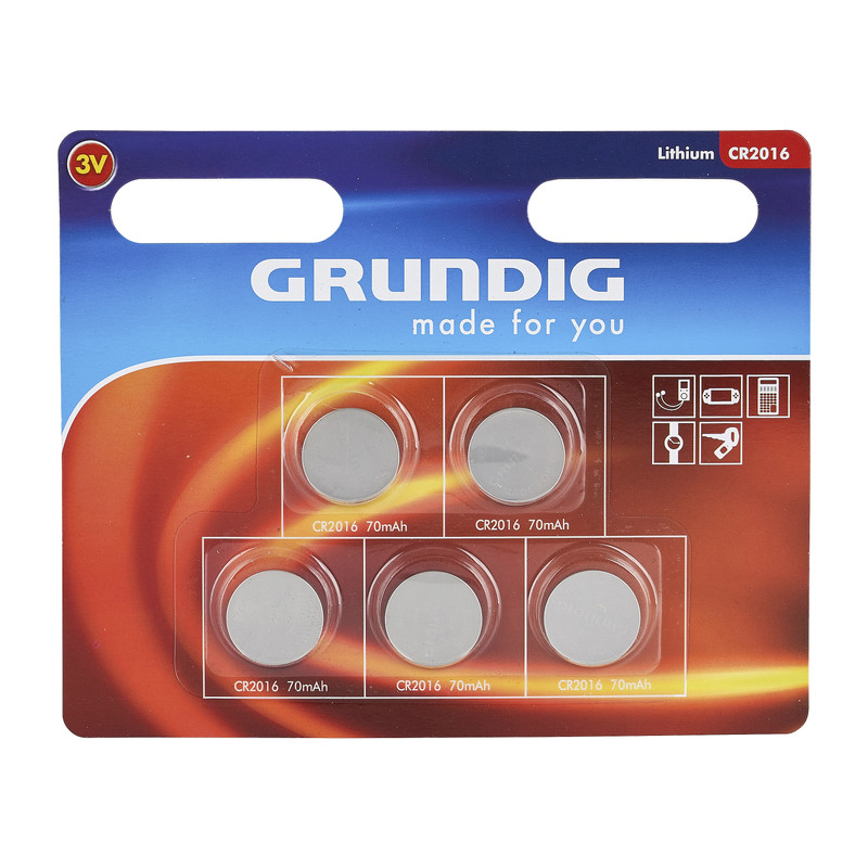 Grundig batterijen - CR2016 - 5-pack