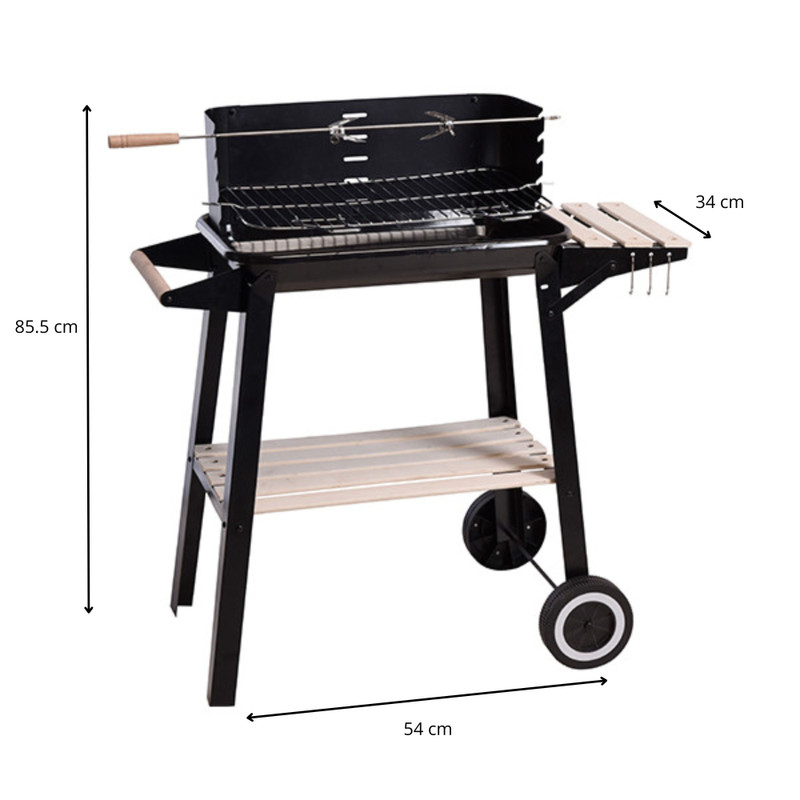 Bbq met wieltjes - metaal en hout