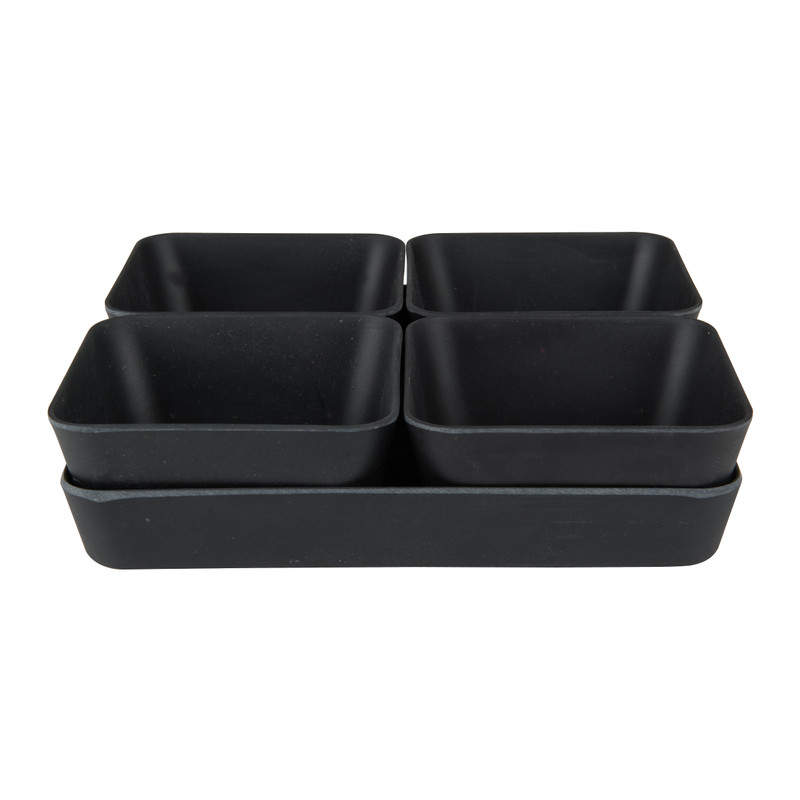 Snackschaal bamboe - 4 schaaltjes - 20 cm