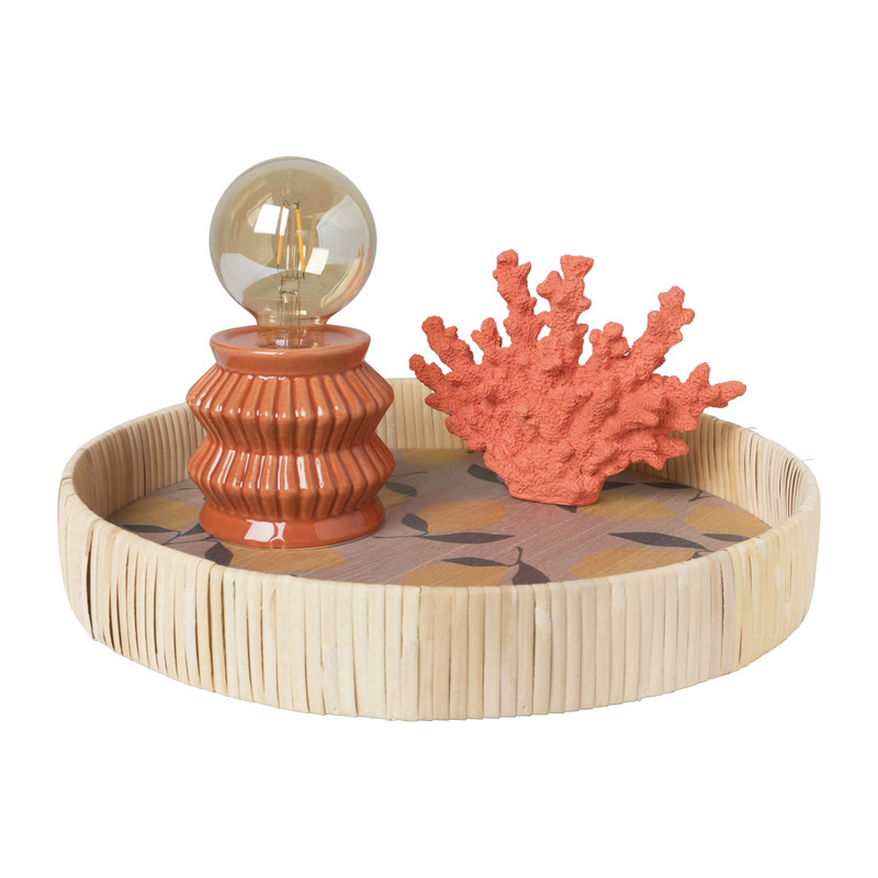 Dienblad citroen - MDF/rotan - ø35x5 cm