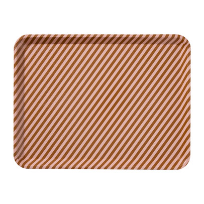 Dienblad streep - roze/bruin - 2.2x40x29 cm