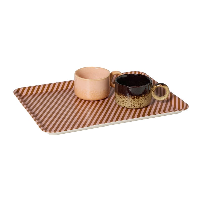 Dienblad streep - roze/bruin - 2.2x40x29 cm