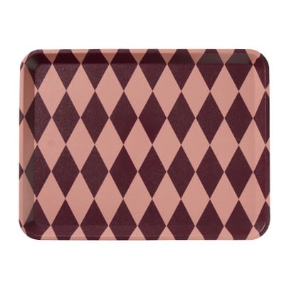 Dienblad geblokt / - roze - 40x29x2.2 cm
