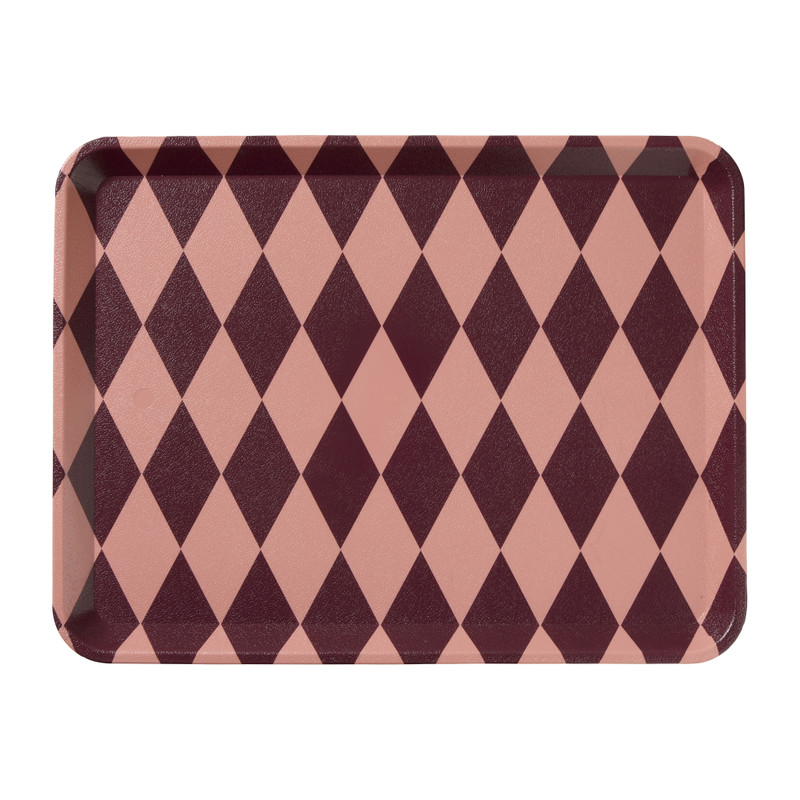 Dienblad geblokt / - roze - 40x29x2.2 cm