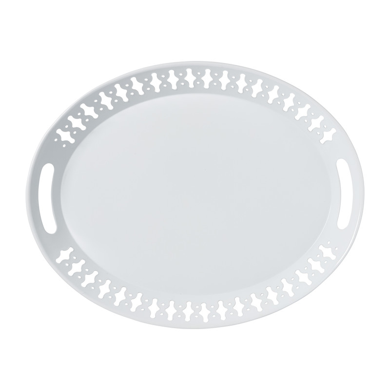 Dienblad metaal - wit - 42x33,5x4,5 cm