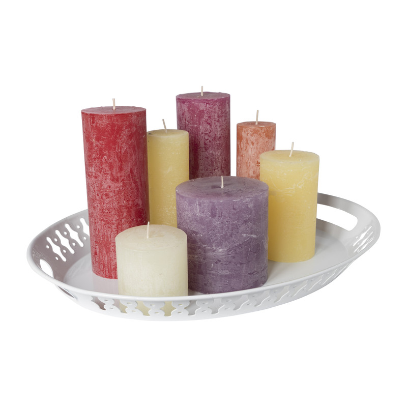 Dienblad metaal - wit - 42x33,5x4,5 cm