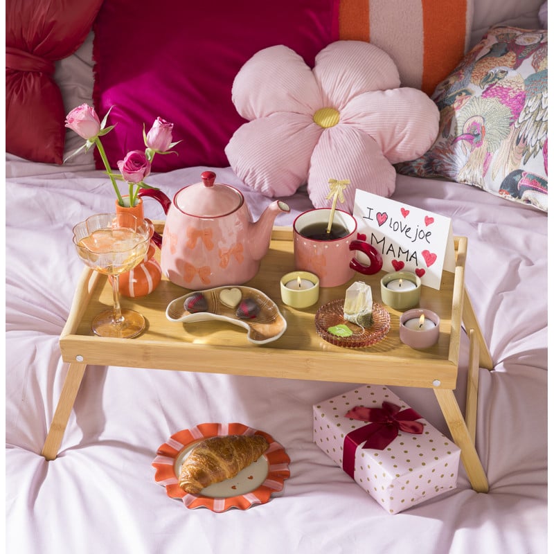 Bed dienblad - bamboe - 31x58x22 cm