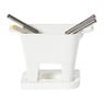 Fondue set met 4 vorken - wit - 20x12x10.5 cm