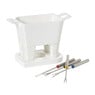 Fondue set met 4 vorken - wit - 20x12x10.5 cm