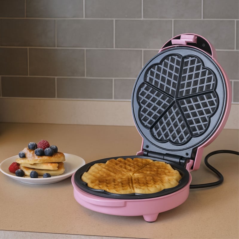 Wafelmaker - roze - 1000 watt