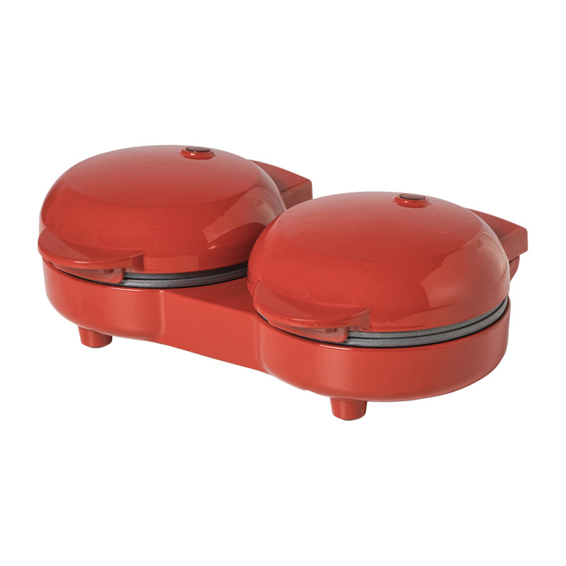 Dubbele pannenkoekenmaker - rood - 1100 watt