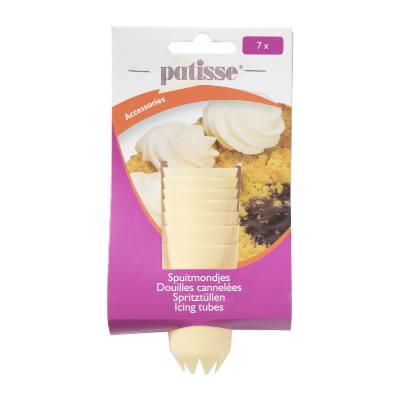 Spuitmondjes met kartel rand - 7 stuks - creme