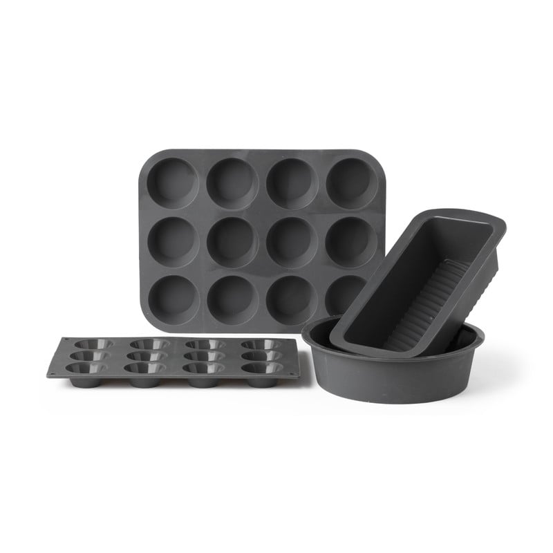 Cupcakevorm siliconen - grijs - 33x25x3 cm