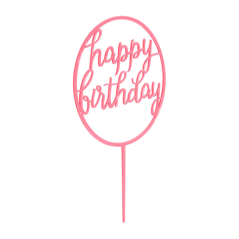 Tasty Me cake topper - Happy Birthday rond - roze