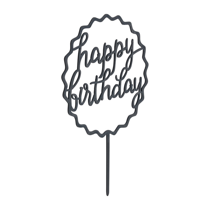 Tasty Me cake topper - Happy Birthday - zwart