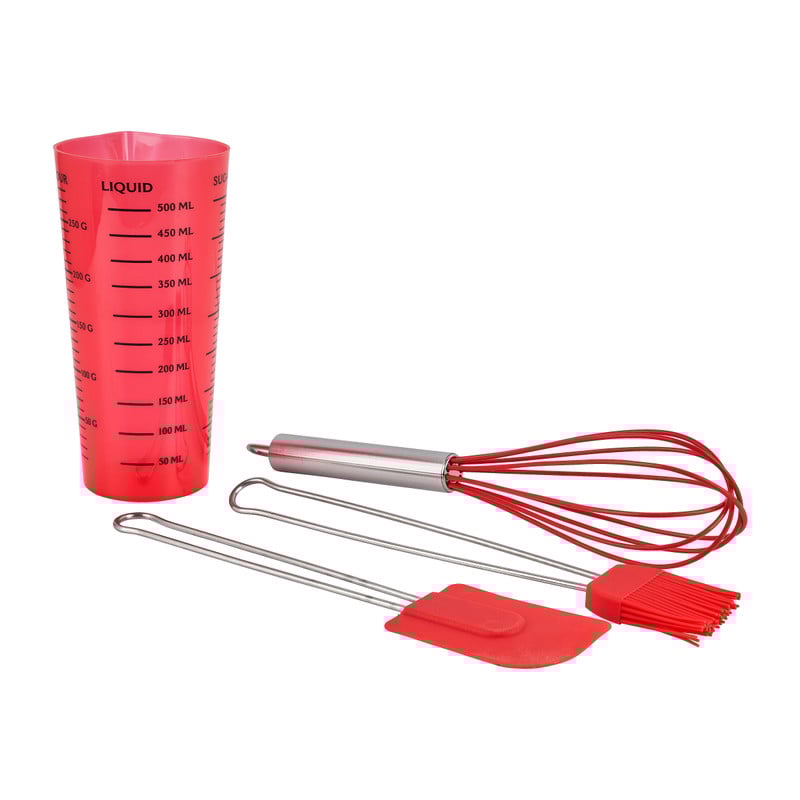 Bakartikelen in maatbeker - rood - 4-delig