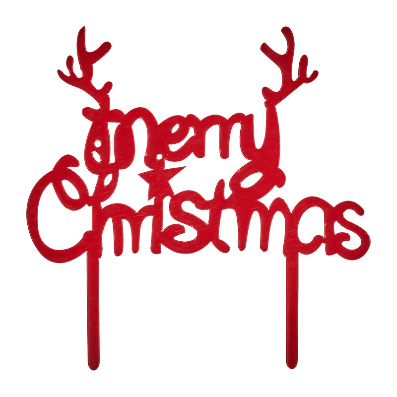 Cake topper merry christmas - rood