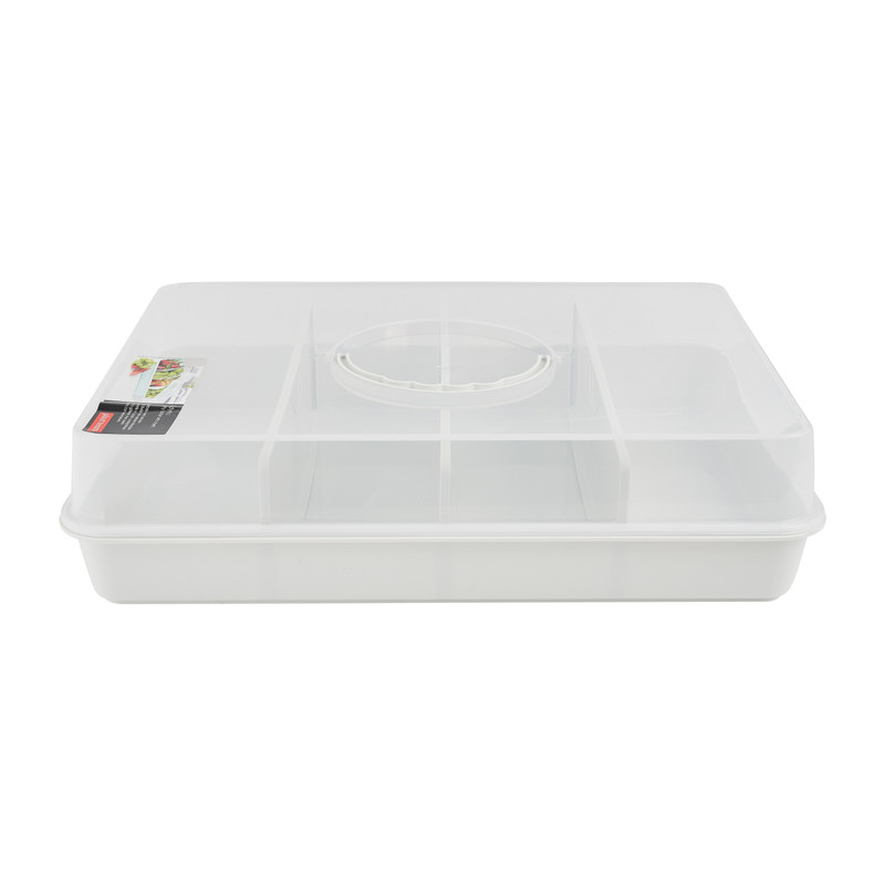 Party tray met deksel - wit - 38x28x10 cm
