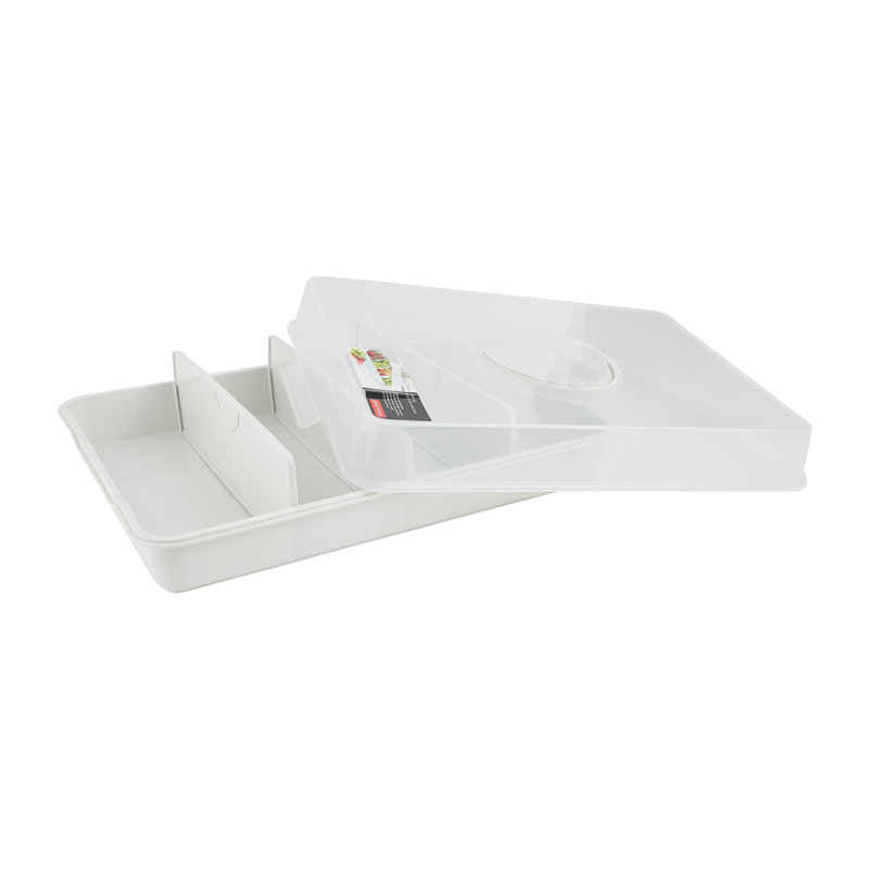 Party tray met deksel - wit - 38x28x10 cm