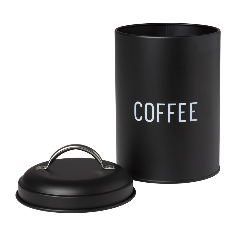 Voorraadblik coffee - zwart - ø11x15 cm