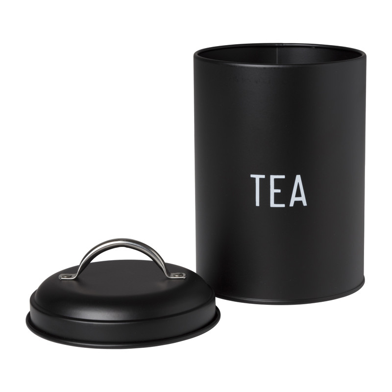 Voorraadblik tea - zwart - ø11x15 cm