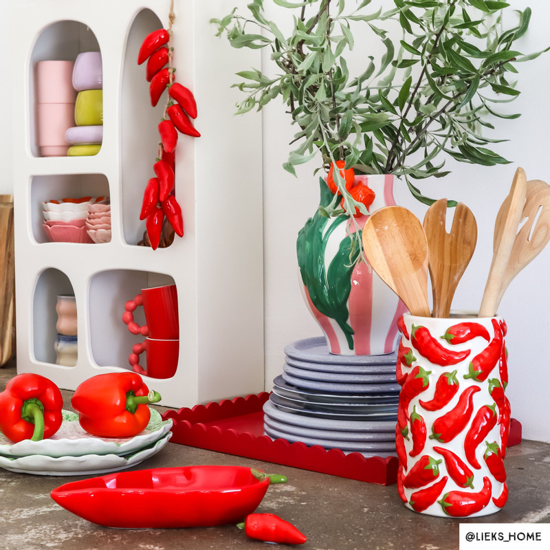 Schaal peper groot - rood - 4.5x28x11 cm