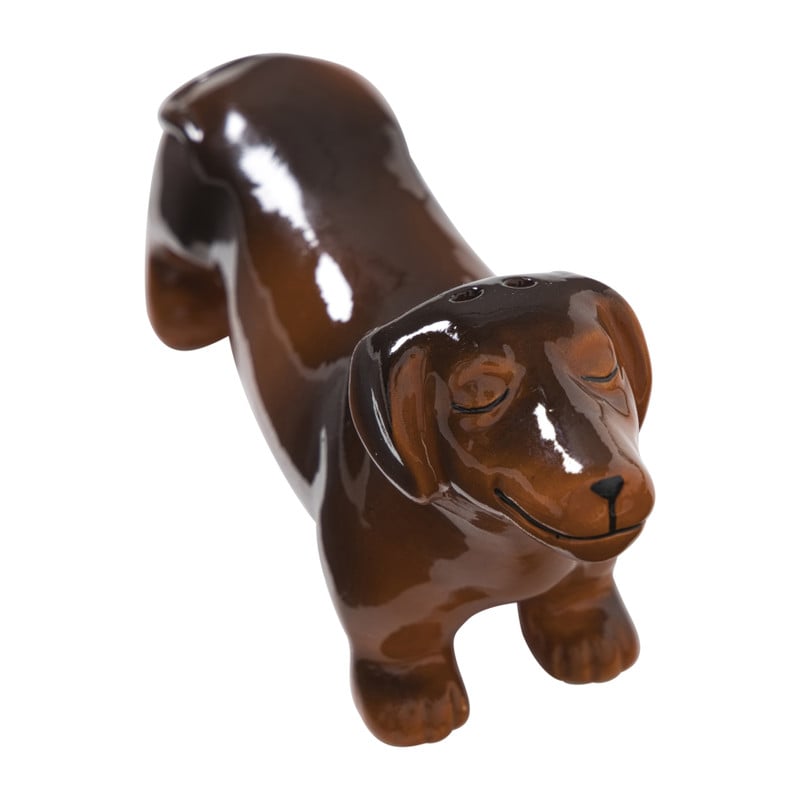 Peper- en zout stel teckel - bruin - 6.2x12x3.5 cm