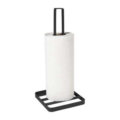 Keukenrolhouder metaal - zwart - 32x14x14 cm