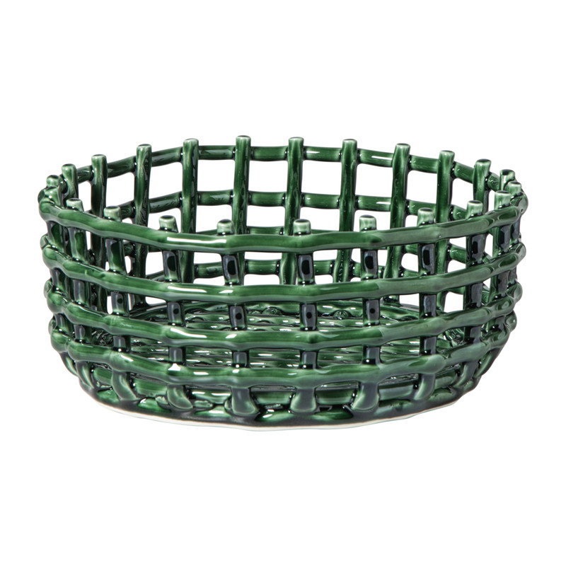 Mand keramiek groot - groen - ø26x11.5 cm