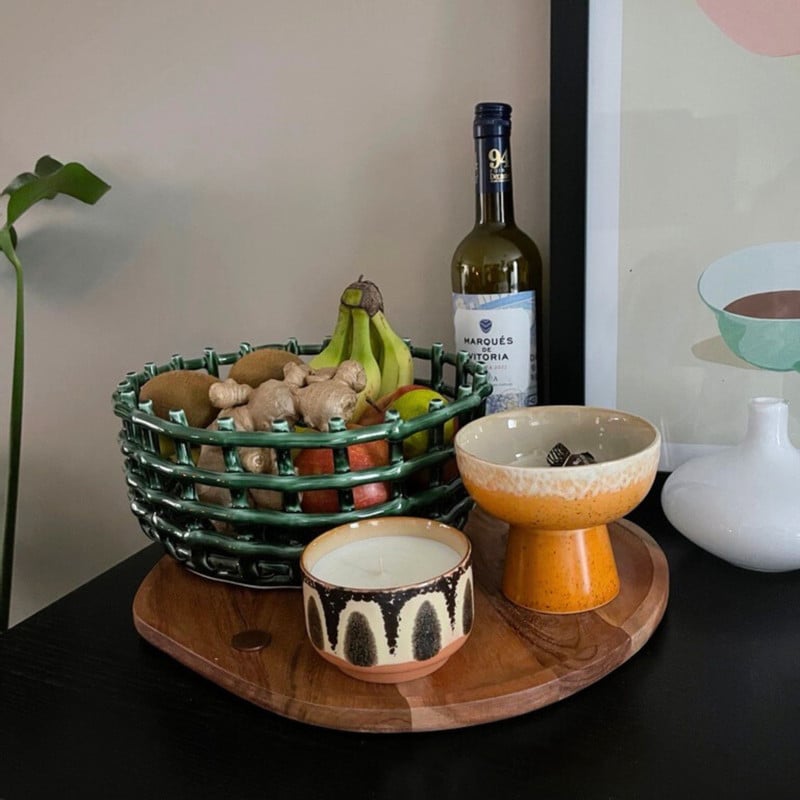 Mand keramiek groot - groen - ø26x11.5 cm