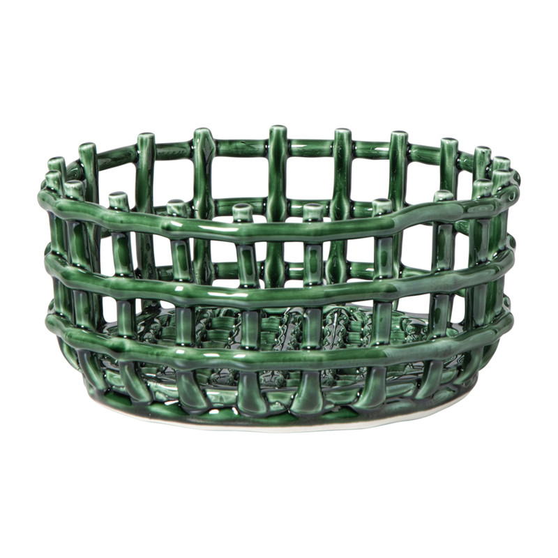 Mand keramiek klein - groen - ø23x11 cm