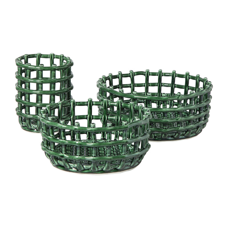 Mand keramiek klein - groen - ø23x11 cm