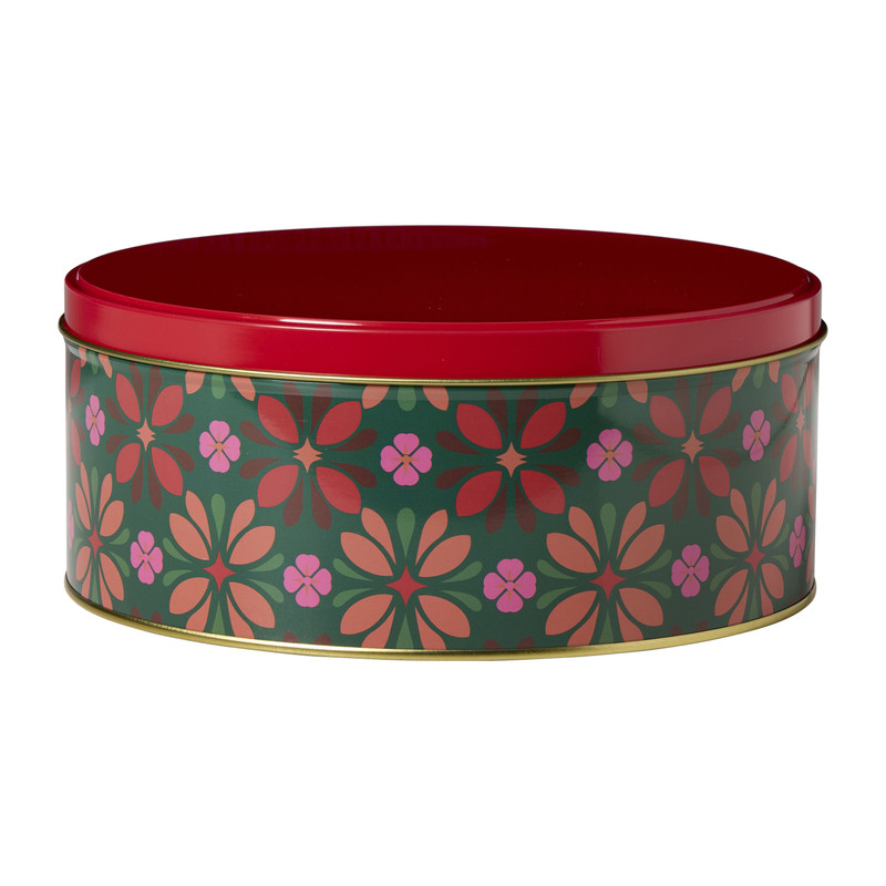 Koektrommel streep en bloemen - multikleur - ø19.6 cm