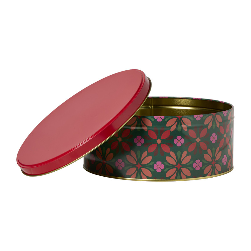 Koektrommel streep en bloemen - multikleur - ø19.6 cm