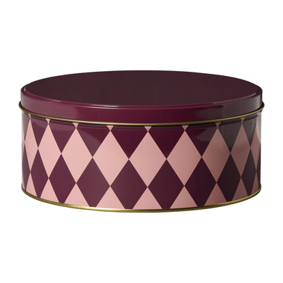 Koektrommel geblokt - roze/bordeauxrood - ø20x9 cm